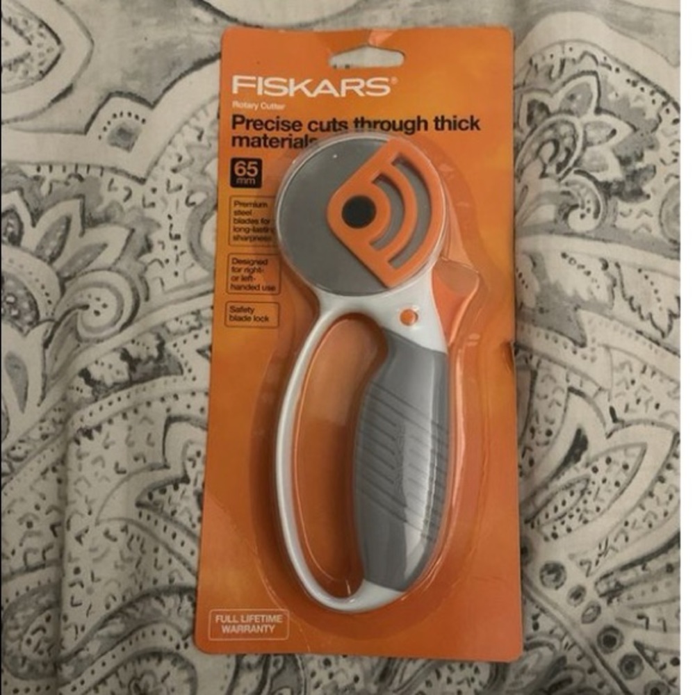 fiskars rotary cutter and fiskars 8 inch scissors